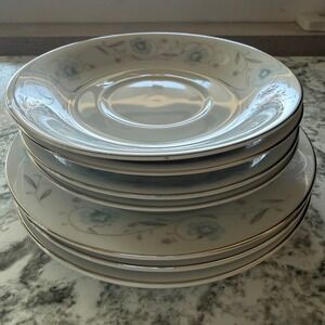 English Garden Fine China 1221 Japan Floral Saucers‎ and Bread Plates Set of 7